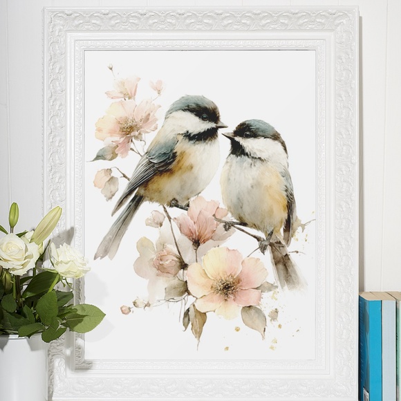 Watercolor Chickadee Bird Portrait Wall Art Print, Unframed - Charming Nature - Picture 7 of 7